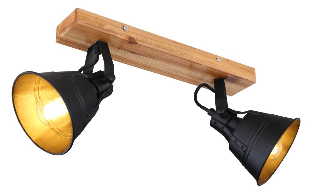 Kryptinis šviestuvas GLOBO Gunther, E27, 2 x 60W, 230V, juodos, aukso sp., 380x240 mm