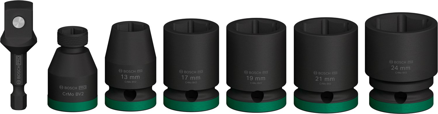 Smūginių galvučių komplektas BOSCH, 1/2", 7 vnt. rinkinys