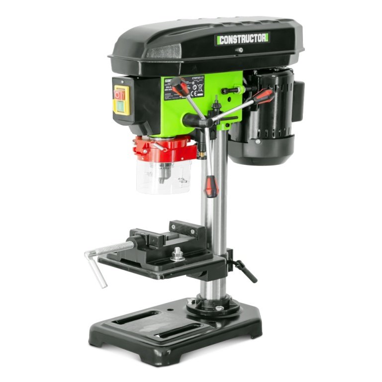 Gręžimo staklės CONSTRUCTOR, maks. galia 350 W, gręžimo aukštis 59 cm, stalo pakreipimo kampas nuo -45° iki 45°