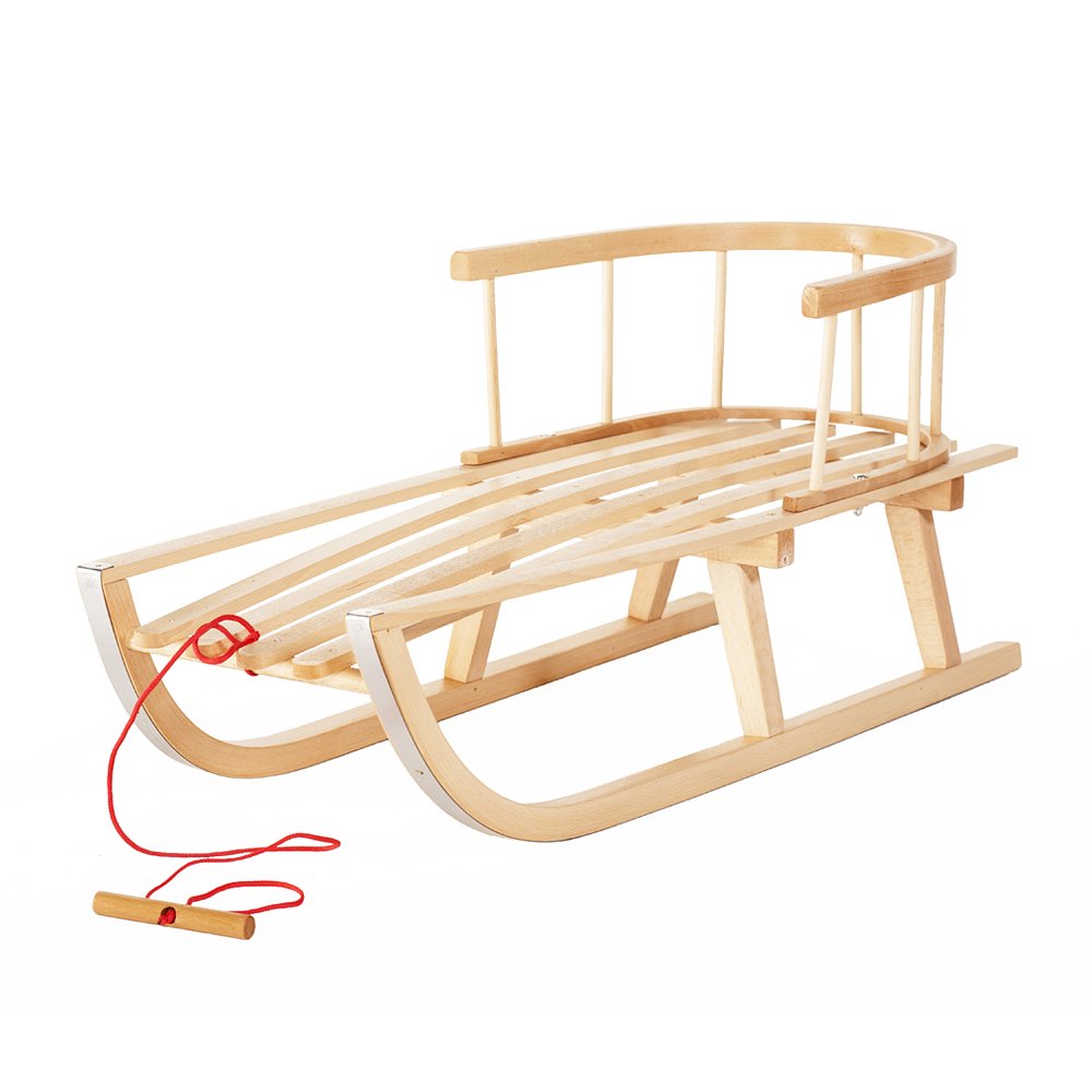 Rogutės medinės, su nugarėle ir tempimo rankenėle, 100 kg, 900x330x380 mm