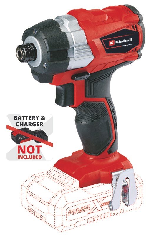 Akumuliatorinis smūginis veržliasukis EINHELL TE-Cl 18 Li, BL-Solo, 18 V, Li-ion, be akumuliatoriaus, maks. sukimo momentas 180 Nm, laikiklis 6,35 mm/ ¼"