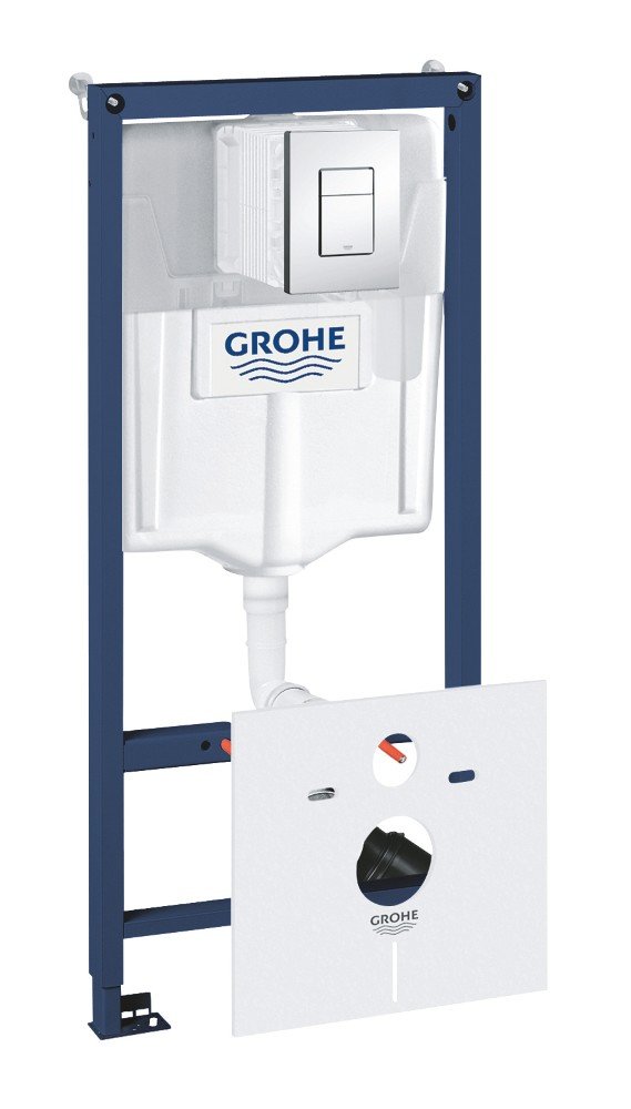 Potinkinis klozeto rėmas GROHE RAPID SL 5-in-1, mygtukas chromo sp., Grohe Skate Cosmopolitan tabletės GroheFresh, laikikliai, garso izoliacijos tarpinė, 38827000