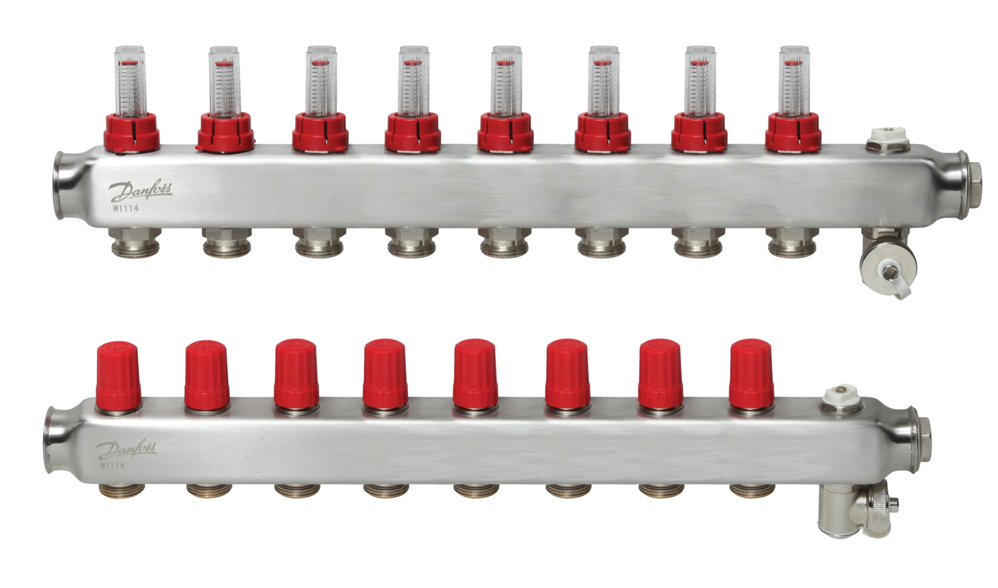 Grindinio šildymo kolektorius DANFOSS SSM-8F, 1", 8+8 žiedų, reguliuojamas, plieninis, 088U0758