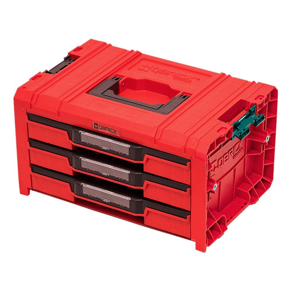 Įrankių dėžė su 3 stalčiais QBRICK Pro 2.0 Expert Red, 45 x 31 x 24 cm