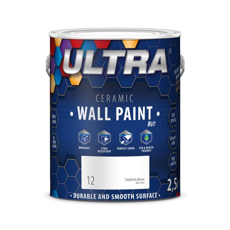 Interjero dažai ULTRA Ceramic, 2,5 l, Sidabrinis plienas sp. (12)