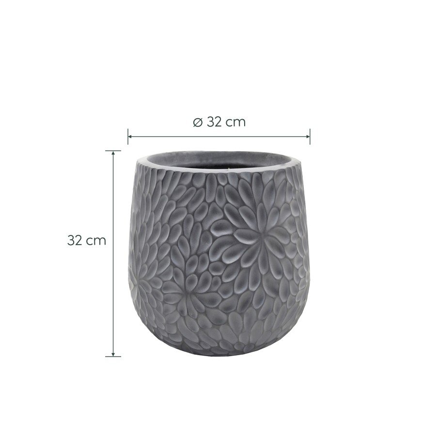 Keraminis lauko vazonas Ashora II, pilkos sp., 32 x 32 x 32 cm.