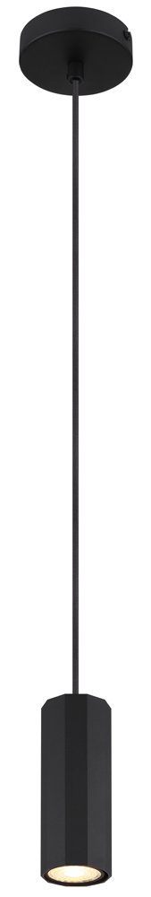 Pakabinamas šviestuvas GLOBO James, GU10, 1 x 25W, 230V, matinis juodas metalas, PVC juodas laidas, reguliuojamas aukštis, 100 x 1200 mm
