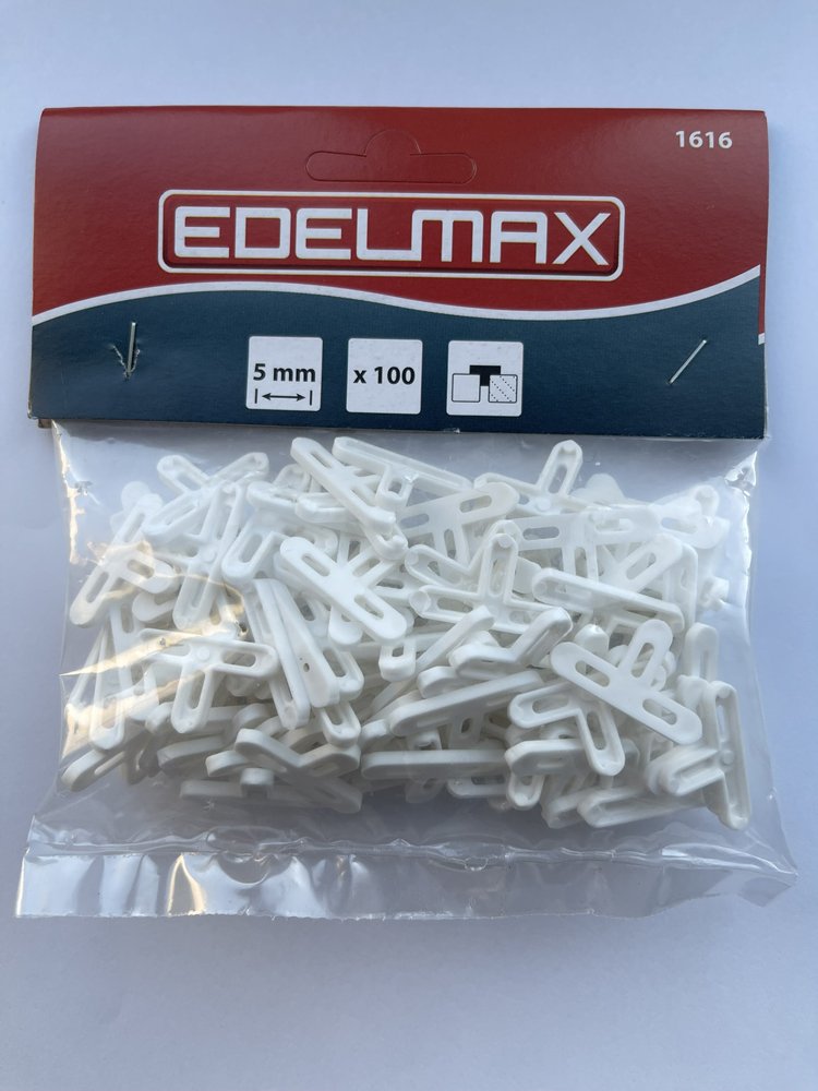 Plytelių kryželiai EDELMAX, T formos, 5 mm, 100 vnt.