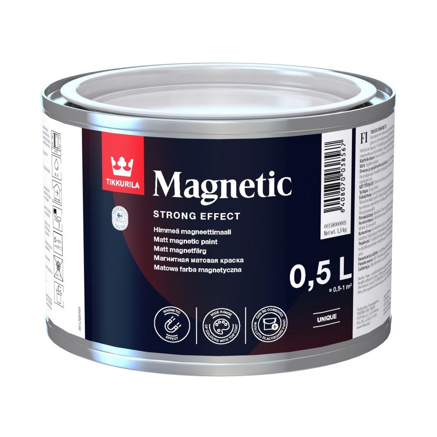 Magnetiniai dažai TIKKURILA MAGNETIC, 0,5 l, grafito pilkos spalvos, matiniai