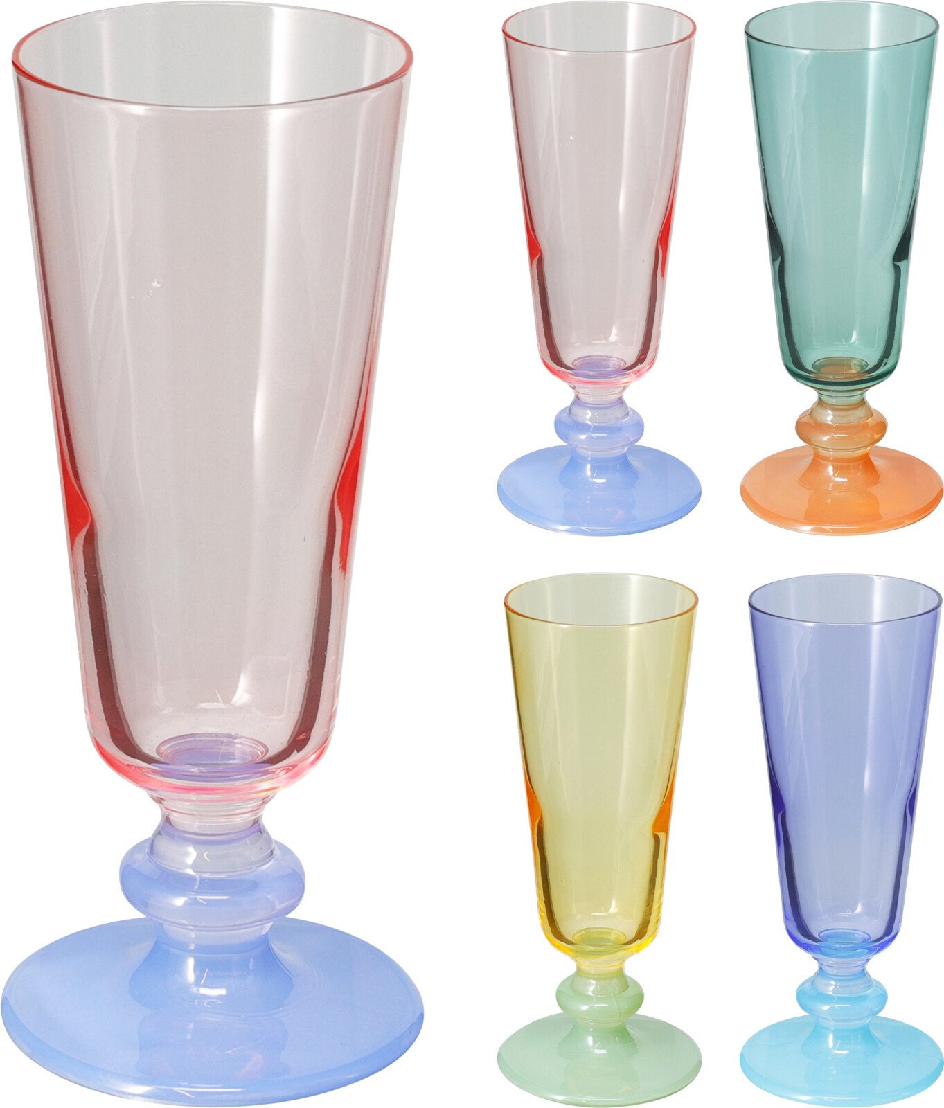 Šampano taurė, 180 ml, 4 skirtingų spalvų dizainų