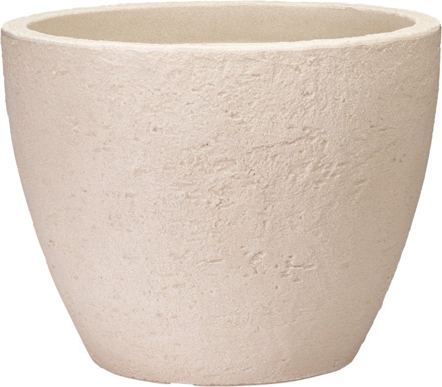 Plastikinis lauko vazonas, akmens dizaino, ovalus, smėlinės sp., 49 x 38 cm