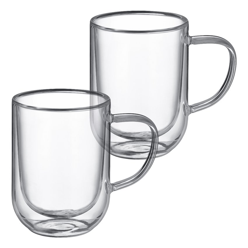 Puodelis dvigubo stiklo AMBITION Mia, su ąsele, 400 ml, 2 vnt.