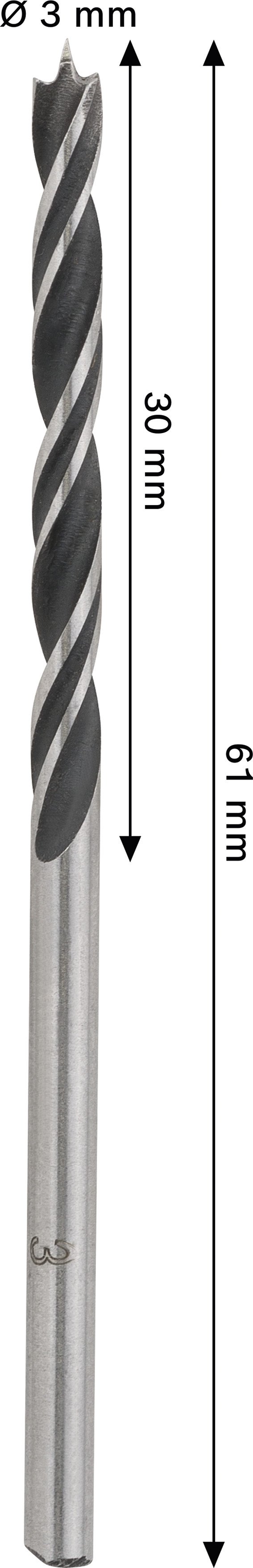 Grąžtas medienai BOSCH PRO, 3 mm x 61 mm