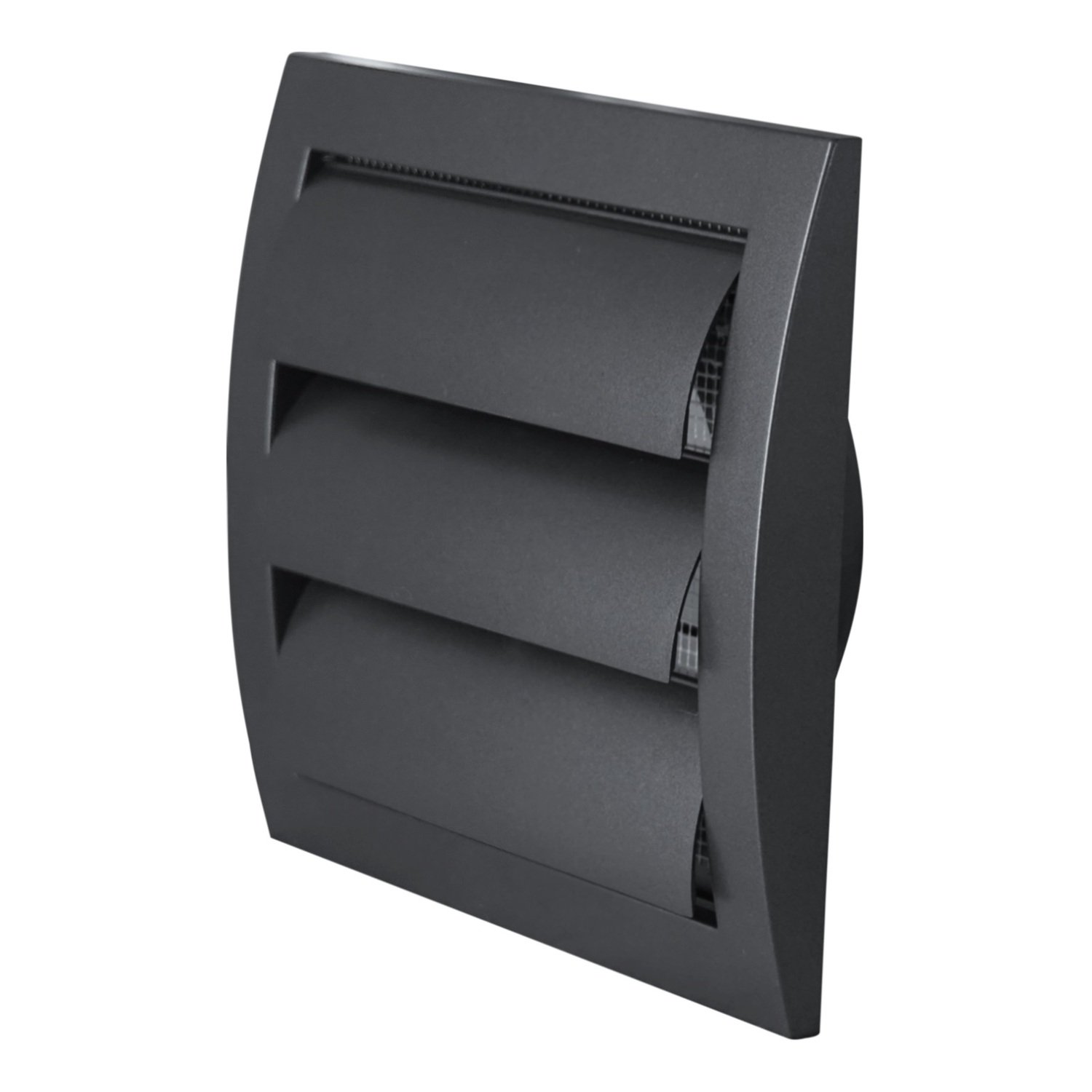Ventiliacinės grotelės EUROPLAST ND10ZA, 148 x 153 mm, d100 mm, su žaliuzėmis, antracito sp., plastikinės