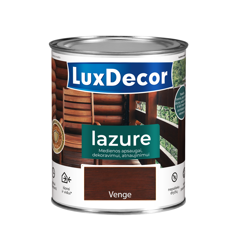 Medienos impregnantas LUXDECOR Lazure, 0,75 l, (11) Venge