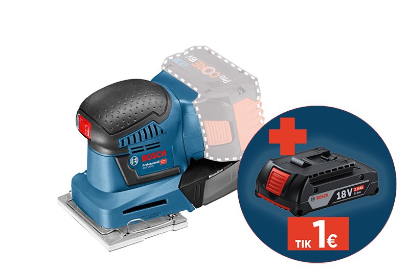 Akumuliatorinis vibracinis šlifuoklis BOSCH Professional GSS, 18V-10 SOLO, 18 V, padas 101x113 mm, 06019D0200, be akumuliatoriaus ir kroviklio