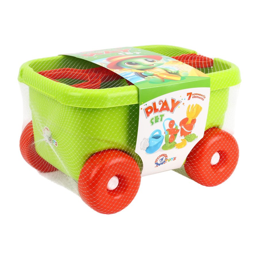 Smėlio ir vandens žaidimų rinkinys vežimėlyje, 8vnt, 1409