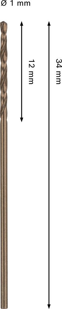 Grąžtas metalui BOSCH HSS-Co, DIN 338, 1 × 12 × 34 mm