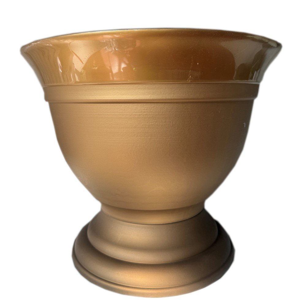 Plastikinis kapų vazonas (304), auksinės sp., vazono skersmuo 40 cm.