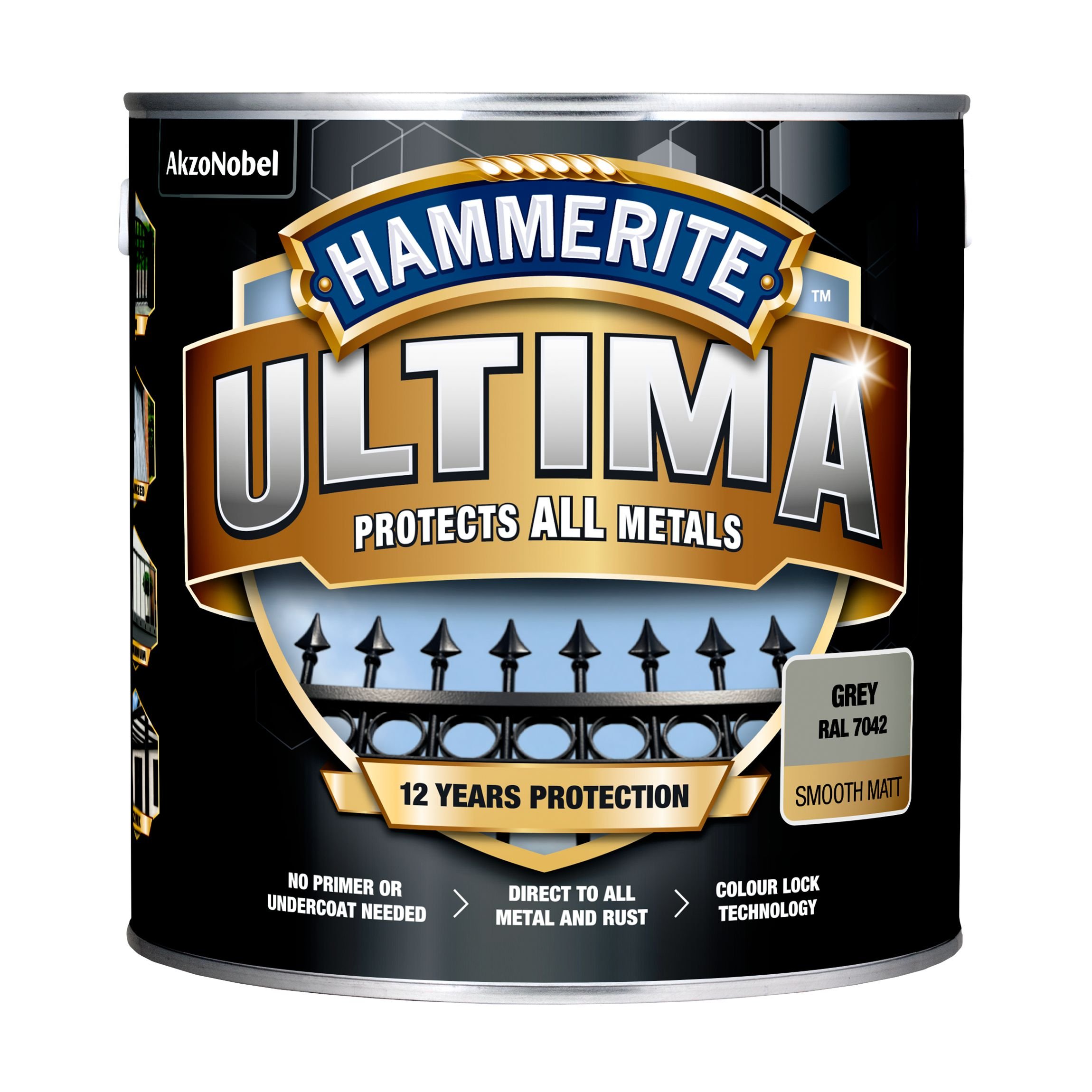 Metalo dažai HAMMERITE ULTIMA MATT GREY, 2,2L