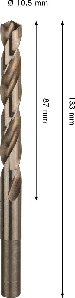 Grąžtas metalui BOSCH HSS-Co, DIN 338, 10,5 × 87 × 133 mm