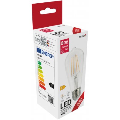 Filamentinė LED lemputė AVIDE, E27, ST57, 7W, WW, 2700K, 806 lm