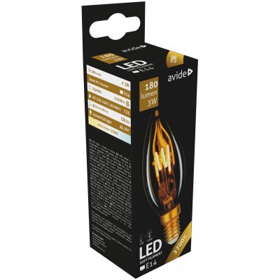 Filamentinė LED lemputė AVIDE, E14, B35, 3W, EW, 2700K, 180 lm, Candle