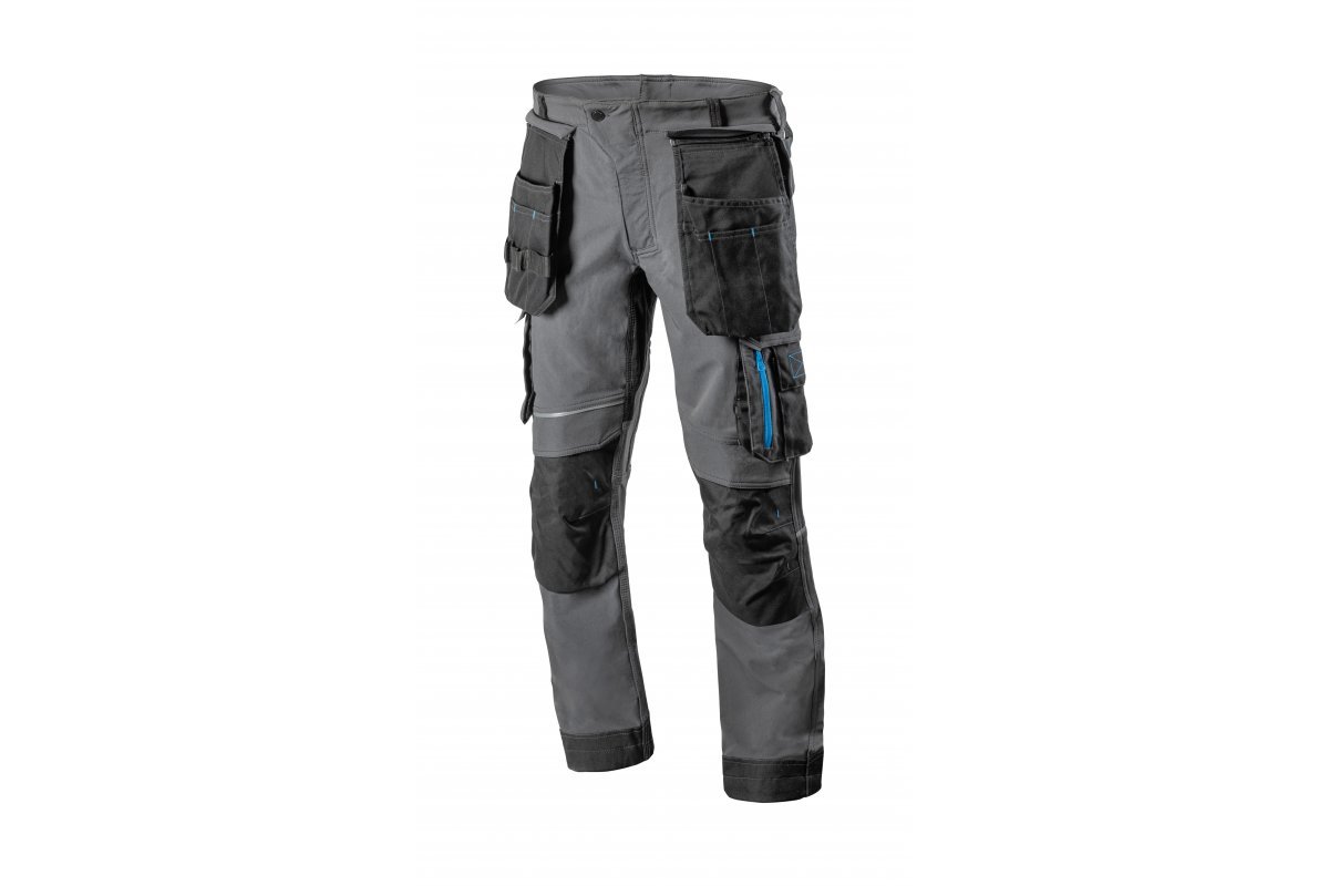 Kelnės HOGERT WORKWEAR Tauber, audinys 92% poliamidas, 8% elastanas, pilka spalva, L (52) dydis, CE
