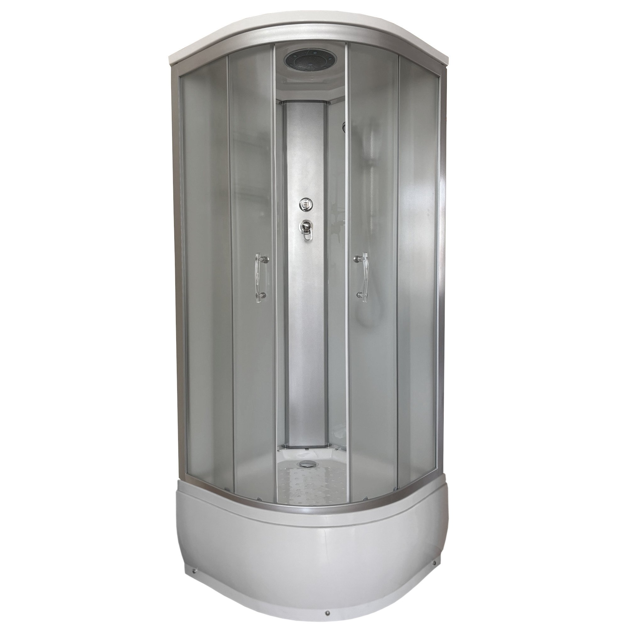 Dušo kabina ET-6024 MT, 90 x 90 cm, ketursienė, pusapvalė, 4 mm matinis stiklas, 43 cm gilus padėklas 