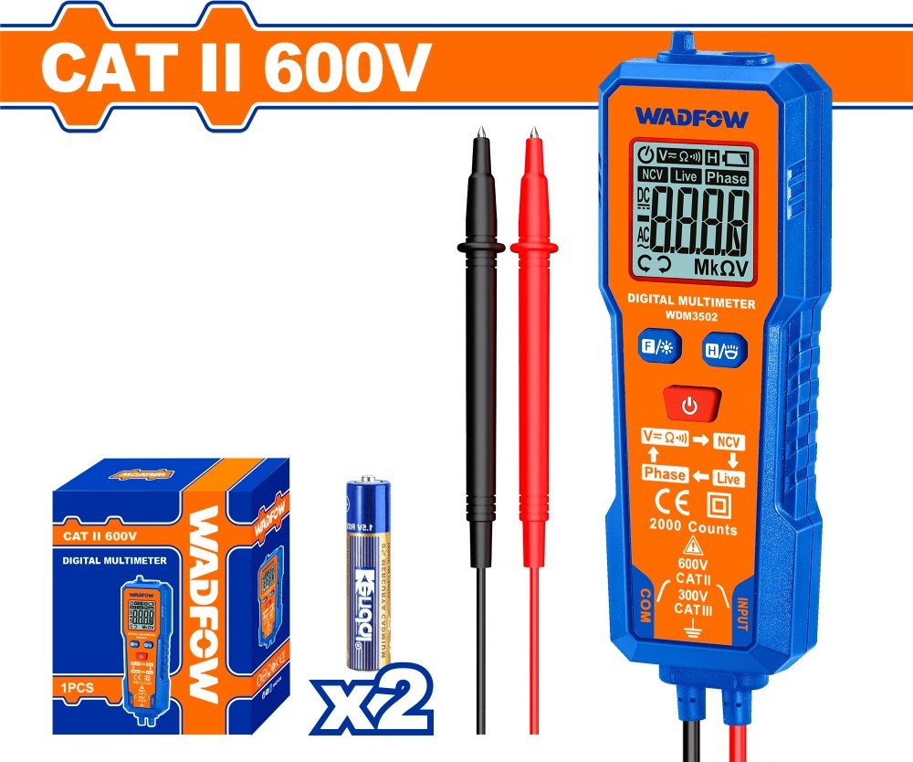 Skaitmeninis multimetras WADFOW WDM3502, 2000 skaitmenų. AC/DC įtampa: 2V/20V/200V/600V, Varža: 20MΩ