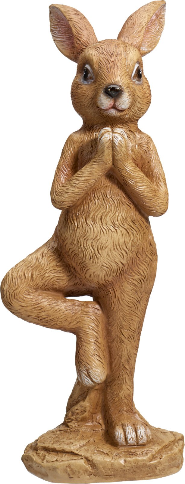 Sodo dekoracija Zuikis, užsiimantis joga, rudos sp., 12,5 x 11 x 32 cm.