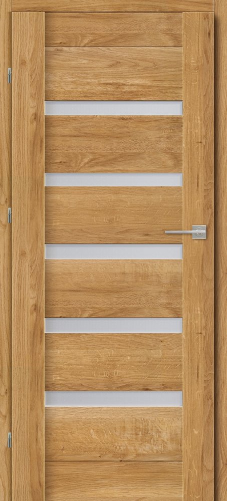 Laminuotos vidaus durys su užlaida VOSTER Etna 10, kairinės, spl.Caramel oak, 2030x844x40 mm