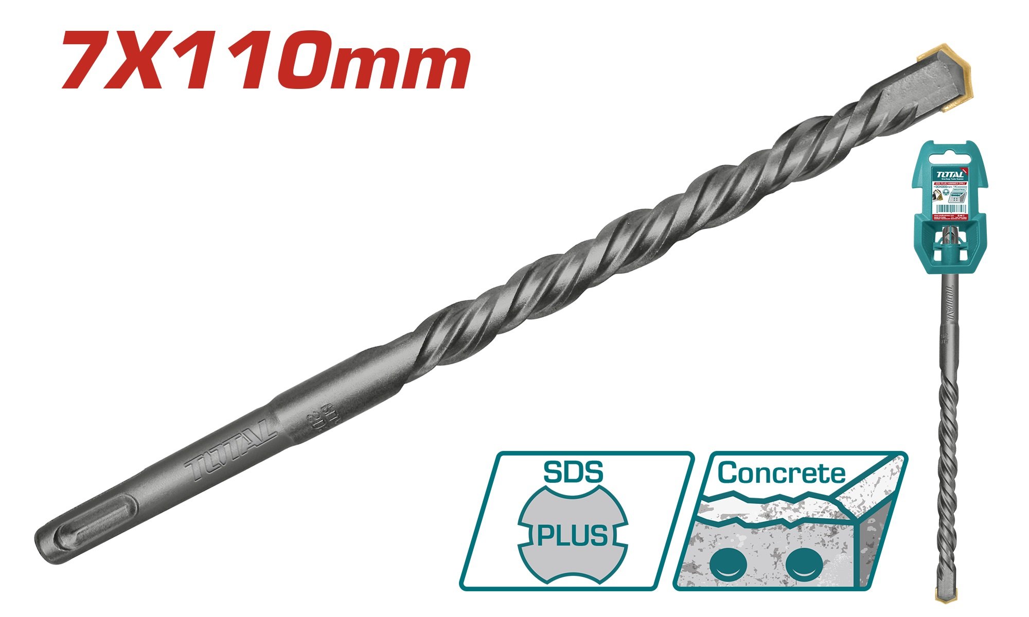 Grąžtas betonui SDS+ TOTAL, TCT, 7X 110 mm, TAC310701