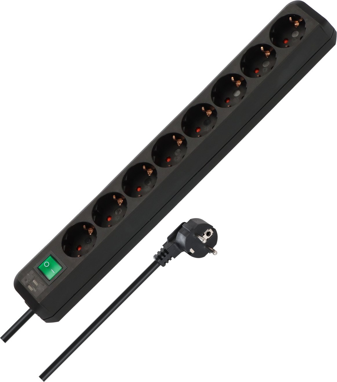 Ilgiklis BRENNENSTUHL Eco-Line, 8 lizd., 3m, su įž., su jungikliu, 3x1,5, juodos sp., 1159300018