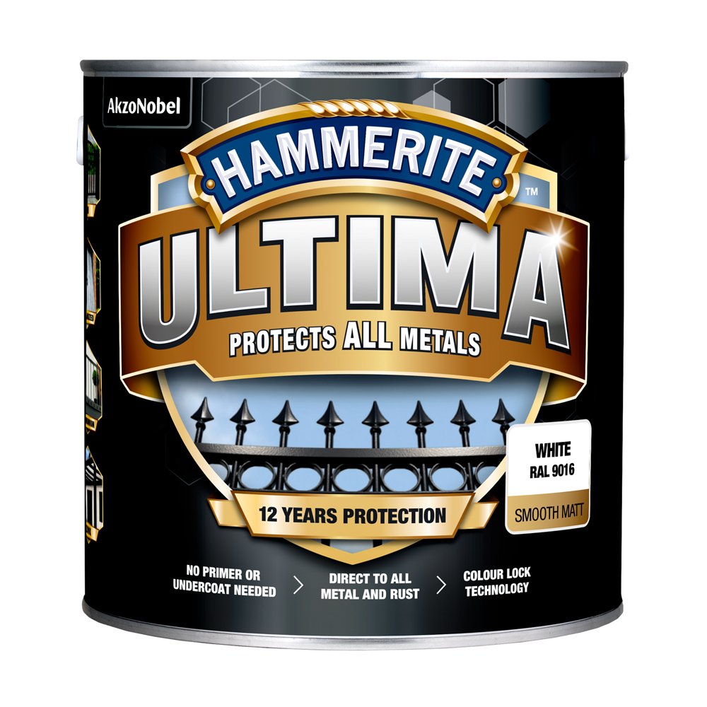 Metalo dažai HAMMERITE ULTIMA MATT WHITE, 2,2L