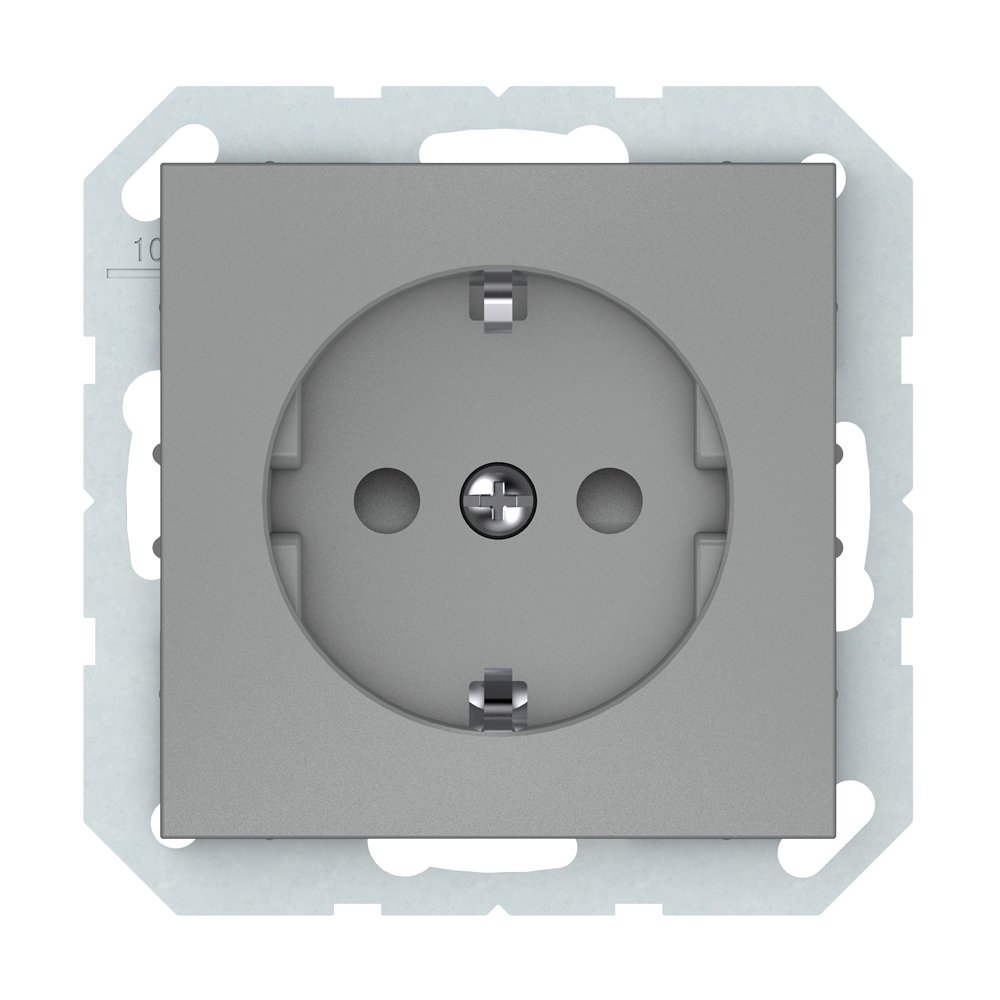 Kištukinis lizdas VILMA QR1000, įleidžiamas, be rėmelio, su įž., su užsklanda, pilka matinė sp., RP16-002-22