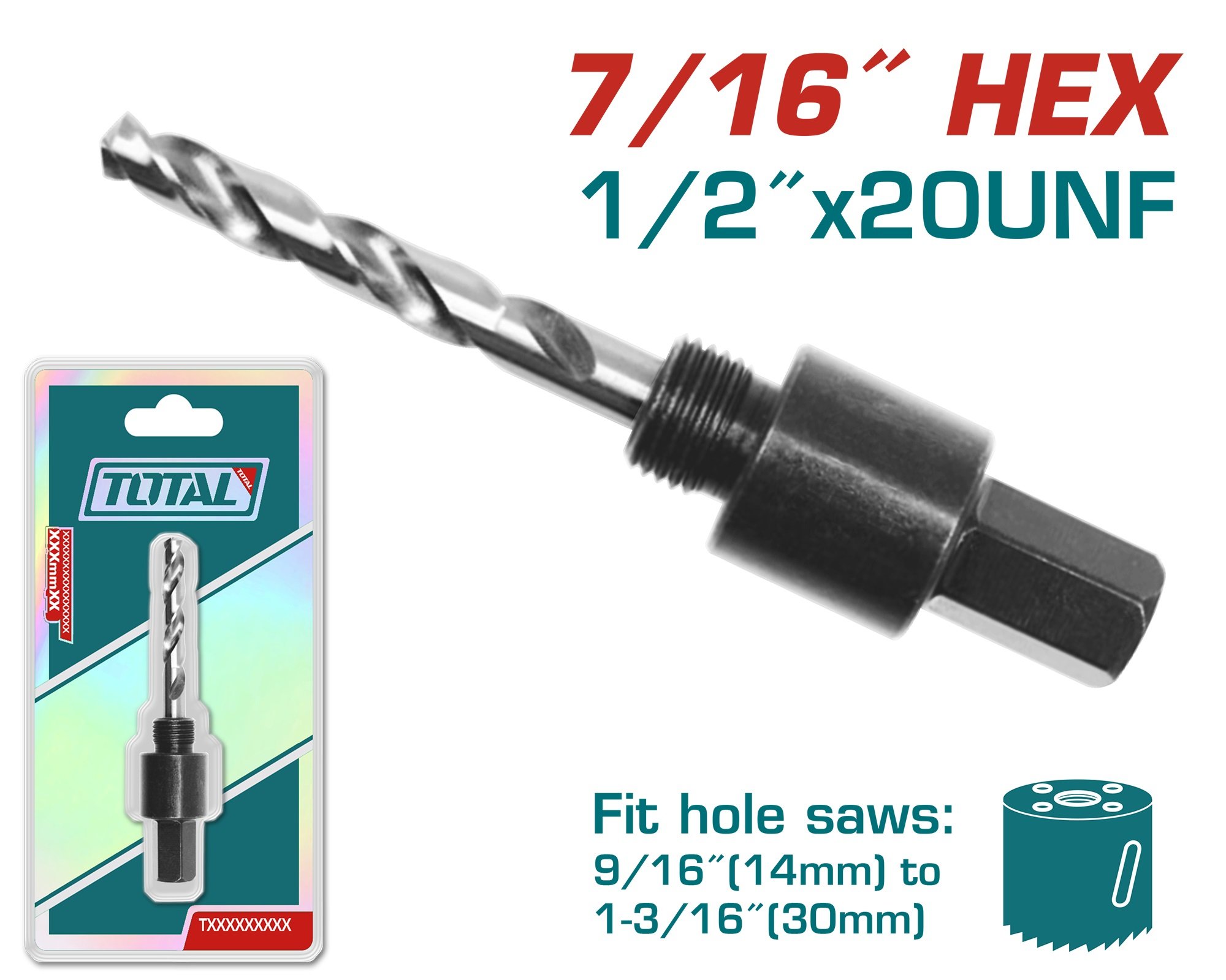 Adapteris gręžimo karūnai TOTAL, tinka 14-30 mm, TAC4206