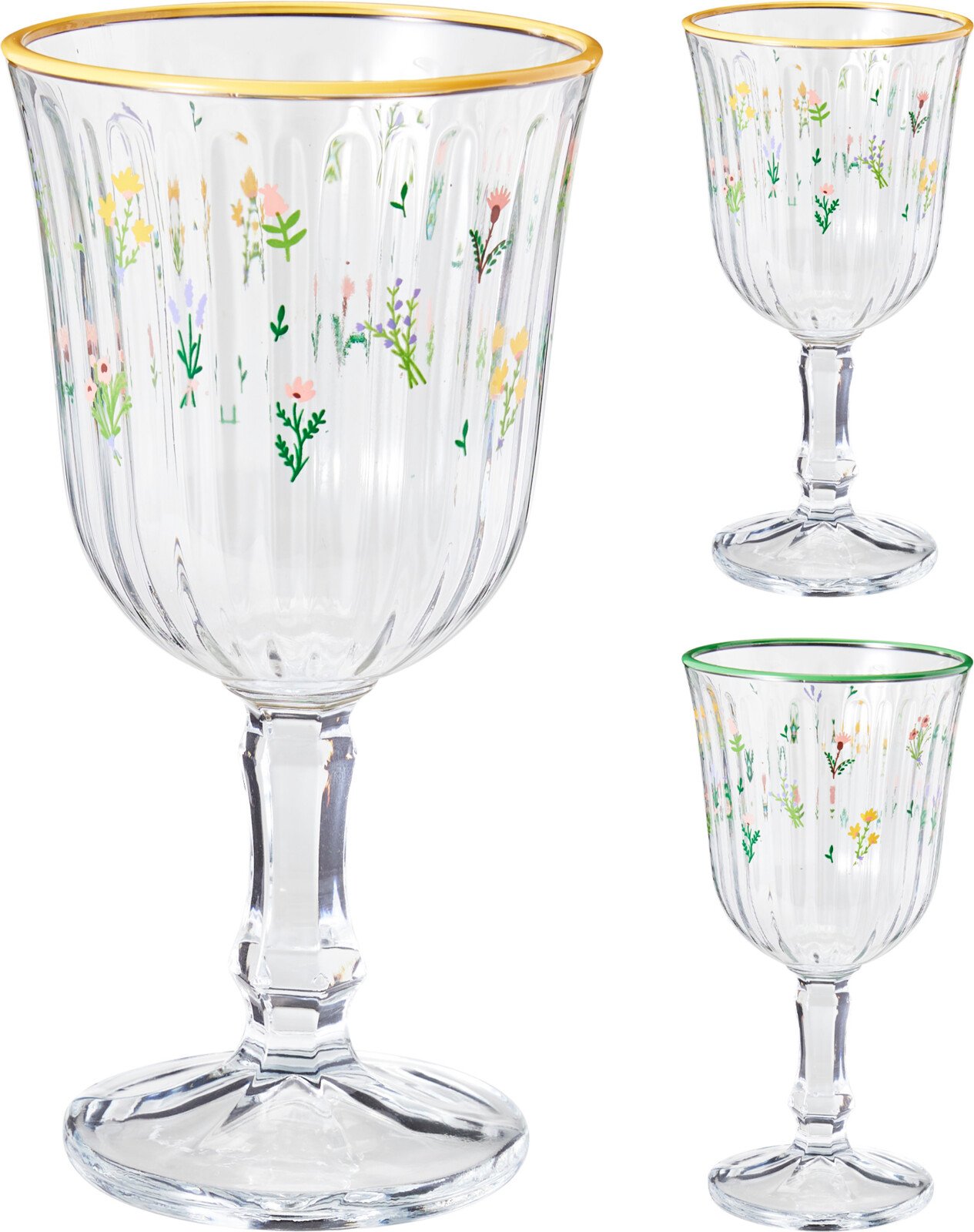 Vyno taurė, 240 ml, gėlių dizaino, 2 skirtingų sp.