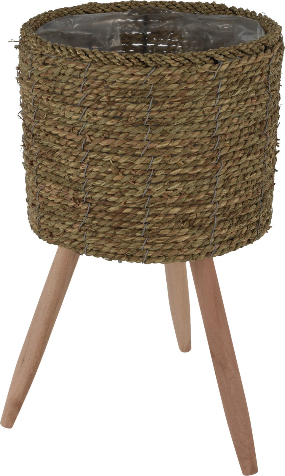 Kambarinis vazonas, pintas, su kojelėmis, rudos sp., 26,5 x 26,5 x 45 cm.