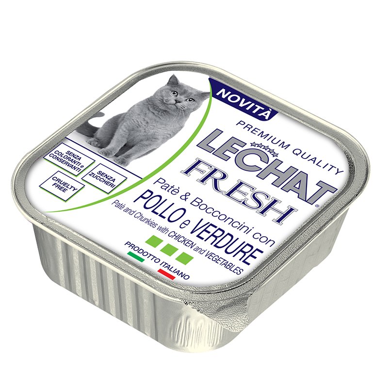 Konservuotas kačių ėdalas LECHAT EXCELLENSE, suaugusioms katėms su vištiena ir daržovėmis, 100 g 
