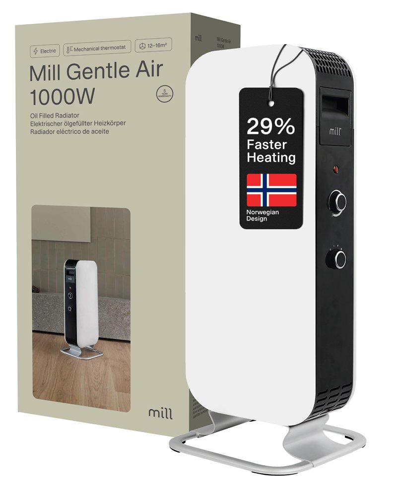 Tepalinis šildytuvas MILL Premium AB-H1000MEC, 1000 W, 12-16 m² patalpoms, baltos sp.