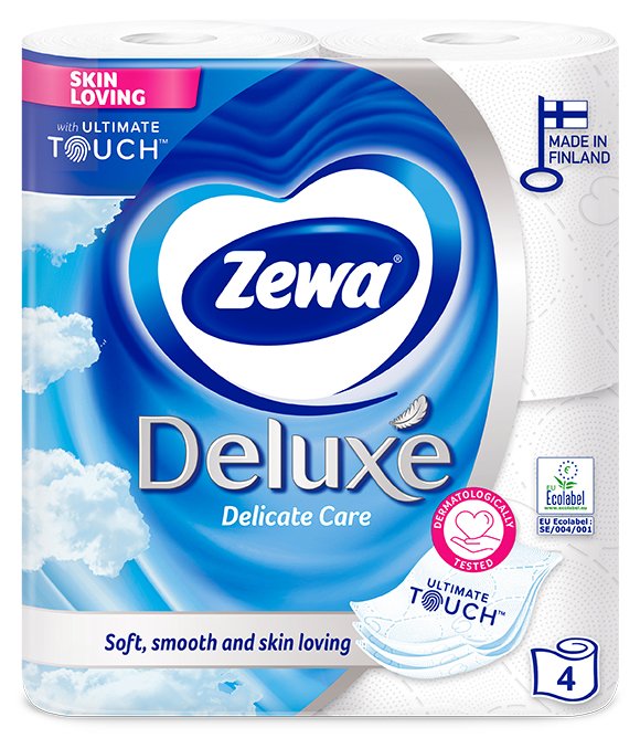 Tualetinis popierius ZEWA Deluxe Pure White, 3 sluoksnių, 4 ritinėliai