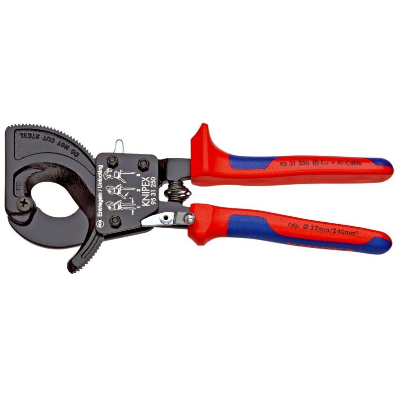 Kabelių kirpimo terkšlinės žirklės KNIPEX, D32 mm/ 240 mm2