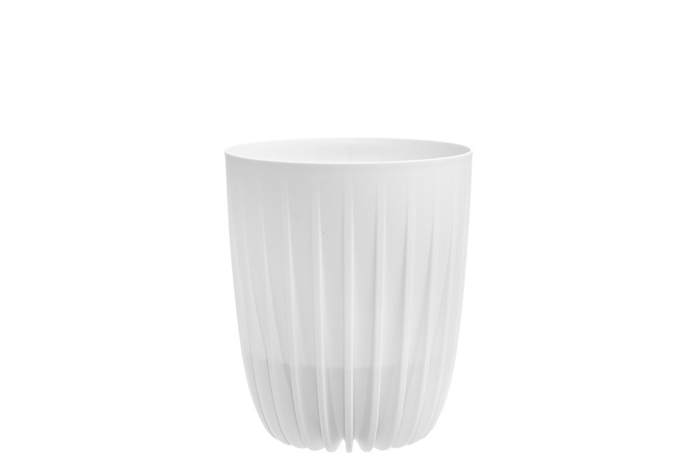Plastikinis lauko vazonas 4Living Mira, baltos sp., 25 x 25 x 30 cm.