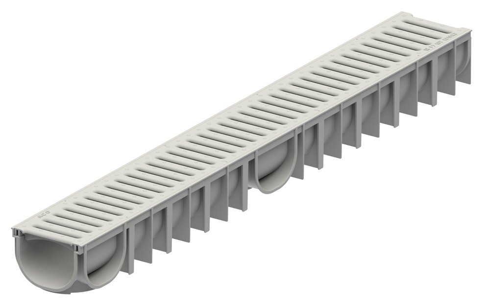 Latakas ACO Easyline H90 855002, pilkos spalvos, su plastikinėmis pilkos spalvos grotelėmis, A15