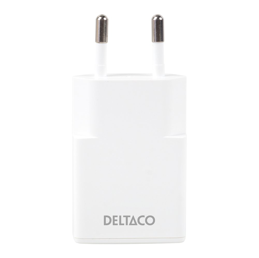 Telefono įkroviklis DELTACO USBC-AC156, 1xUSB-C, 30W, plonas, baltos sp.
