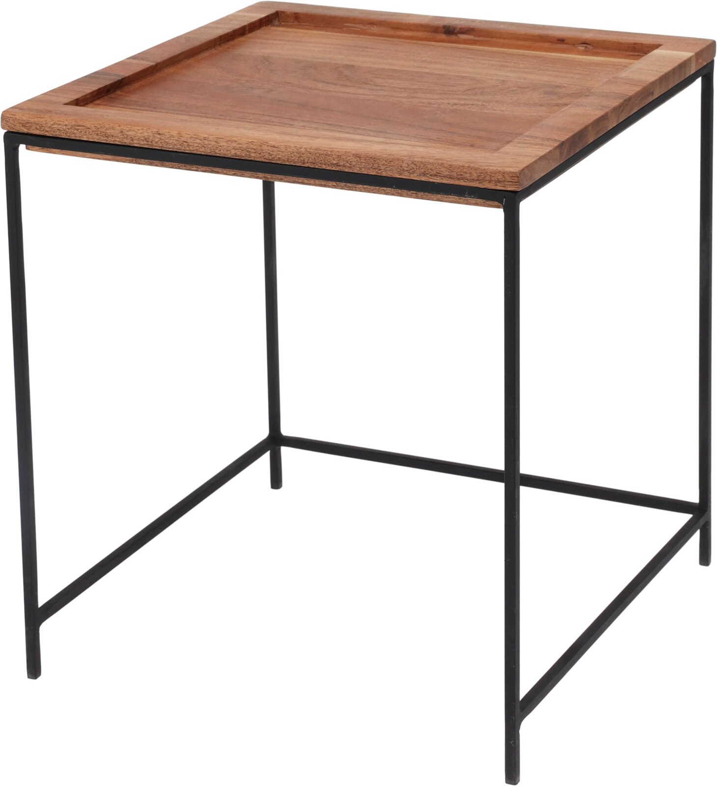 Metalinis staliukas mediniu stalviršiu, juodos sp., 35,5 x 35,5 cm, aukštis 35,7 cm