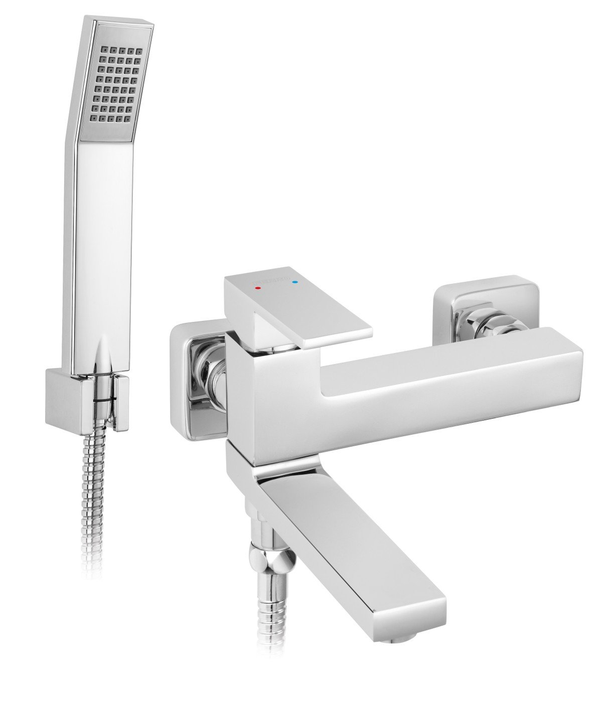 Vonios maišytuvas FERRO Staccato, su lankstomu snapu, dušo komplektu, chromuotas, BSD11R