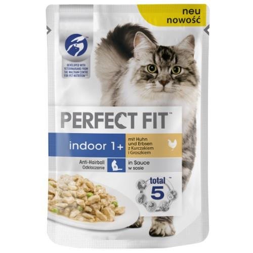 Konservuotas kačių ėdalas PERFECT FIT, su vištiena ir žirneliais, 85g