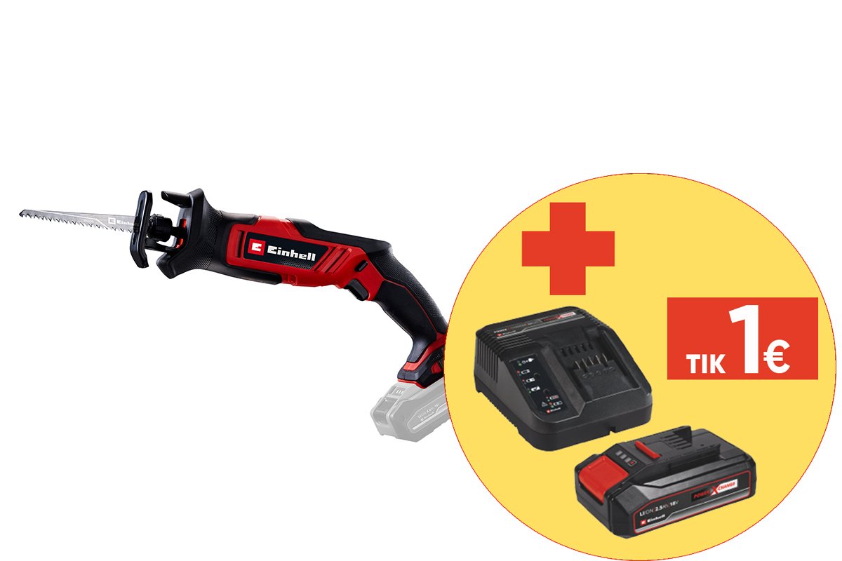 Akumuliatorinis tiesinis pjūklas EINHELL TE-AP 18/13 Li - Solo, 18 V, komplekte 2 pjūkleliai, be akumuliatorių ir kroviklio
